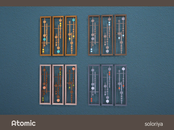 Sims 4 — Atomic Wall Deco by soloriya — Wall decorative sculpture. Part of Atomic set. 4 color variations. Category: