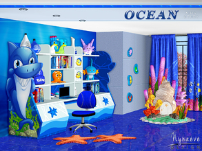 Sims 3 — Ocean Kids Study by NynaeveDesign — An ocean themed study room that creates a perfect ambience for work,