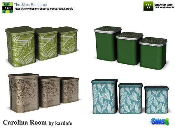 Sims 4 — kardofe_Carolina Room_Cans by kardofe — Set of three decorative cans in four color options