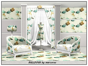 Sims 3 — Bulldogs_marcorse by marcorse — Themed pattern: a shower of bulldog clips in grey, tan and aqua . . for the