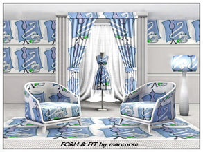 Sims 3 — Form & Fit_marcorse by marcorse — Themed pattern : dress form, tape and sewingmachine . . form and fit for