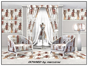 Sims 3 — Gowned_marcorse by marcorse — Themed pattern: fashion models wearing evening gowns