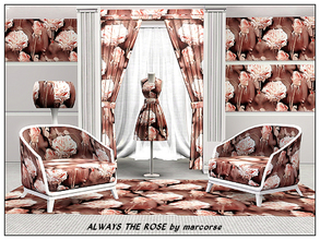 Sims 3 — Always the Rose_marcorse by marcorse — Fabric pattern: striped pink rose and it's bud . . . always the rose