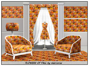 Sims 3 — Flowers of Fall_marcorse by marcorse — Fabric pattern chrysanthemum allover design - the flower and colours of