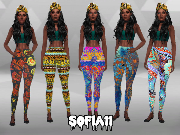 Sims 4 — Bohemian Leggings by srf1232 — Simple bohemian leggings for teens, adults and elders. Recoloring is allowed!