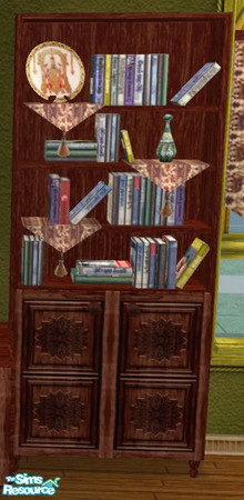 Sims 2 — Indian Study RC1 - Bookcase Decor by Simaddict99 — This will recolor the bookcase decor, ie: plate, bottle and