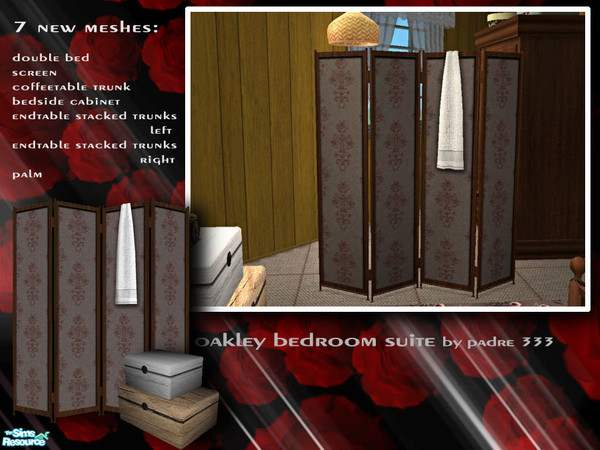 Sims 2 — Oakley Bedroom - Screen/Room Divider by Padre — Bedroom in solid timber with olde fabric accents make this a