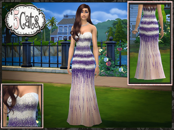 Sims 4 —  Sequin Tulle Mermaid Gown by Five5Cats — Designer inspired shimmery sequin and tulle form fitting mermaid long