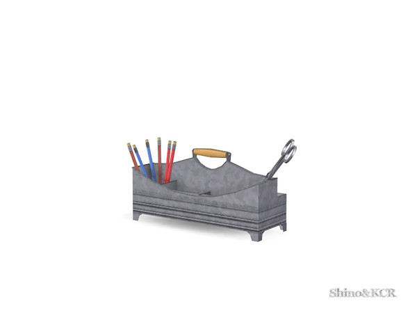 Sims 4 — Decor PB - Desk Caddy by ShinoKCR — Tabletop Things inspired by Potterybarn Swirl Melamine and galvaniced Office