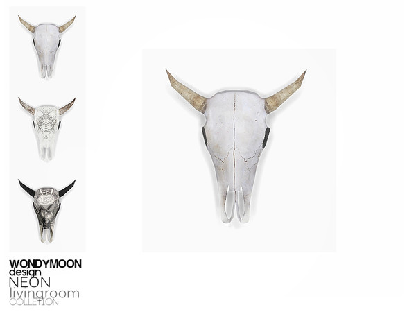 Sims 4 — Neon Cow Skull by wondymoon — - Neon Livingroom Decorations - Cow Skull - Wondymoon|TSR - Creations'2017