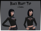 Sims 4 — Black Heart Top by DinoDell — Black elegant turtleneck with transparent neckline on chest and shoulders. - For