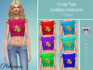 Sims 4 — Crop Top Golden Unicorn by Plikicious — This top is a recolor from the base games Cropped Bow Top. This is my