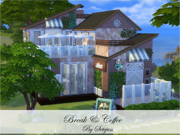 Sims 4 — Break & Coffee (NO CC) by setejuss — This is beautiful cafe where your sims can take a break and relax with