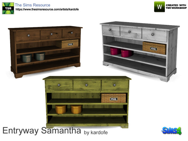 Sims 4 — kardofe_Entryway Samantha_Console by kardofe — Console with shelves and drawers with many points of support, in
