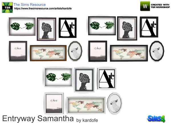 Sims 4 — kardofe_Entryway Samantha_Picture by kardofe — Set of six frames, in three color options