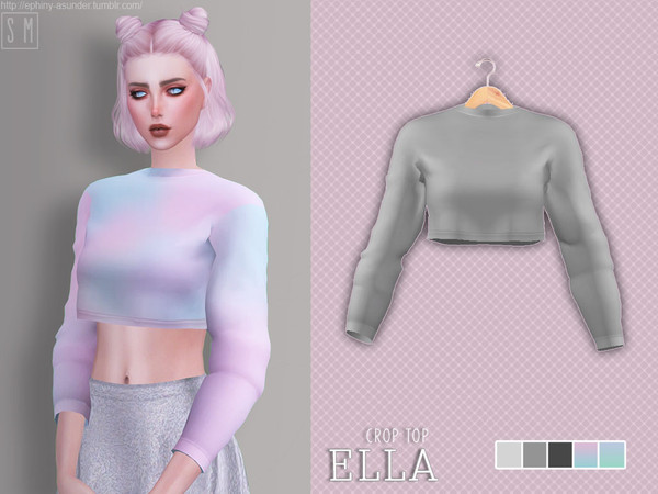 Sims 4 — [ Ella ] - Crop Top by Screaming_Mustard — New top in 5 shades. For females, teen +. With custom thumb nails.
