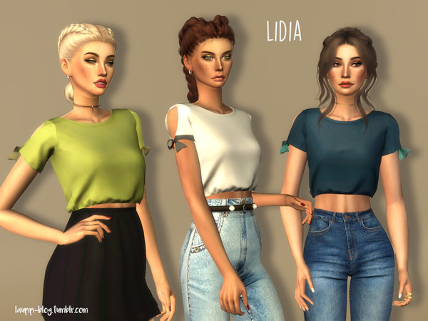Sims 4 — Lidia by laupipi2 — New T-shirt, new mesh -20 Swatches -All LODs