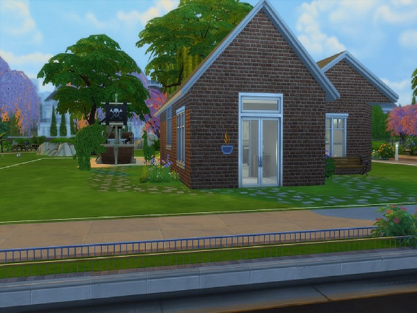 Sims 4 — Cozy Cafe by Xiphos98 — This is a cozy cafe, got the idea from visiting a local cafe. I love the sofas and just