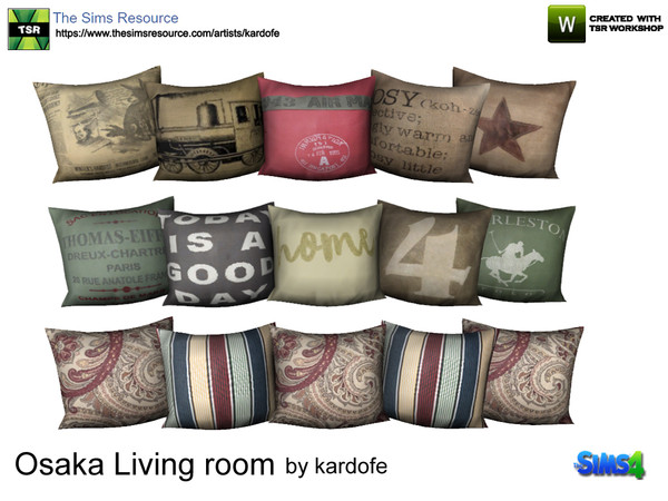 Sims 4 — kardofe_Osaka Living room_Cushions by kardofe — Set of five cushions to put on the sofa, no need to trick, in