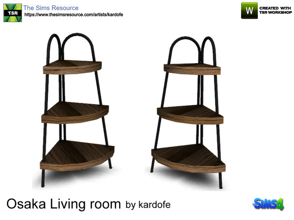 Sims 4 — kardofe_Osaka Living room_Shelving by kardofe — Small shelving ideal for placing in a corner, in wood and metal,