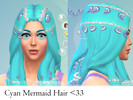 Sims 4 — Cyan Mermaid Hair (pearls and shells) by rainbow-bonobo — This cyan mermaid hair is decorated with pearls and