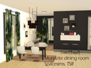 Sims 4 — Monazite dining room by spacesims — This is a mid-sized contemporary dining room with black and white hues. The