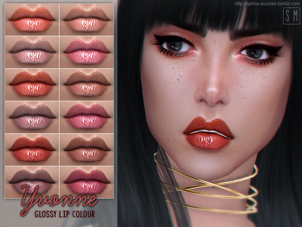 Sims 4 — [ Yvonne ] - Glossy Lip Colour by Screaming_Mustard — A new glossy lip colour. For females, teen +. With custom