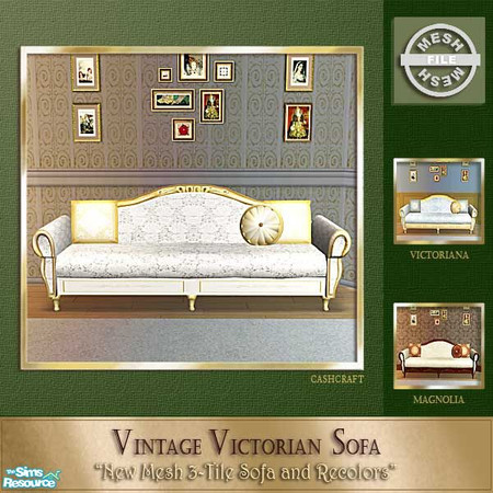 Sims 2 — Victorian Sofa Mesh - White Gold   by Cashcraft — **Mesh file updated Feb 22, 2007**A vintage Victorian sofa to