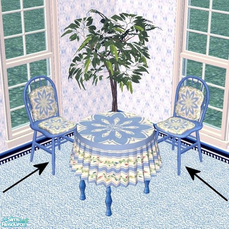 Sims 2 — Chair - Blue Stripe by Raveena — This is the chair file. You will need Mummysim's mesh file for this object to