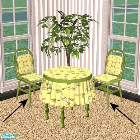 Sims 2 — Chair - Yellow Flowers by Raveena — This is the chair file. You will need Mummysim's mesh file for this object