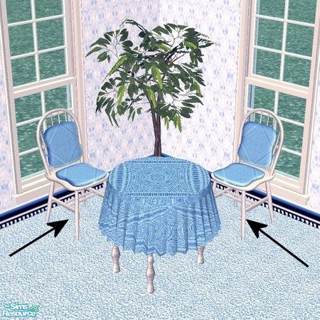 Sims 2 — Chair - Blue Embroidery by Raveena — This is the chair file. You will need Mummysim's mesh file for this object