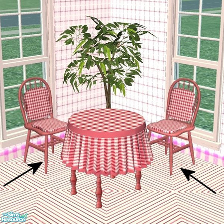 Sims 2 — Chair - Red Gingham by Raveena — This is the chair file. You will need Mummysim's mesh file for this object to