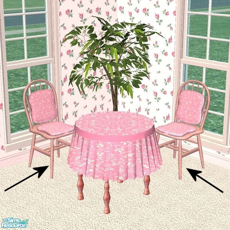 Sims 2 — Chair - Pink Flower by Raveena — This is the chair file. You will need Mummysim's mesh file for this object to
