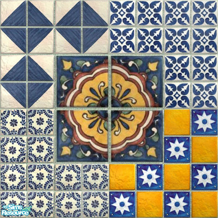 Sims 2 — Spanish Tile - Collection B by Benny Boy — The final spanish tiles collection with even more color! Brighten up