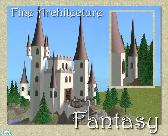 Sims 2 — The Faery Tower (straight version) by Cyclonesue — A castle turret (works on straight and diagonal walls -