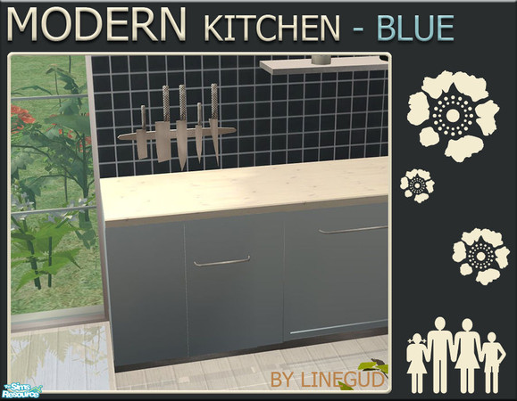Sims 2 — Modern Kitchen - Light Blue - Trashcompa by linegud — A new recolor set of my Modern Kitchen in light blue. 