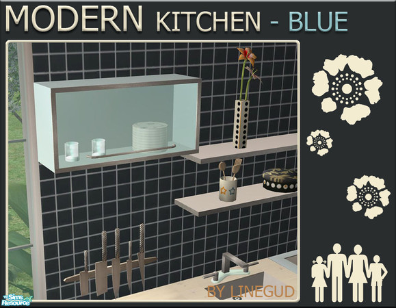 Sims 2 — Modern Kitchen - Light Blue - Cabinet by linegud — A new recolor set of my Modern Kitchen in light blue. 