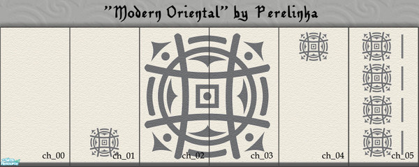 Sims 2 — Modern Oriental - Sign by perelinka — Modern Oriental painted wall in greyscale.