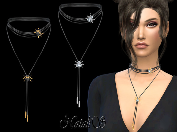 Sims 4 — NataliS_Spider Cord Necklace by Natalis — Gem Spider Cord Necklace. FT-FA-YA 4 colors.