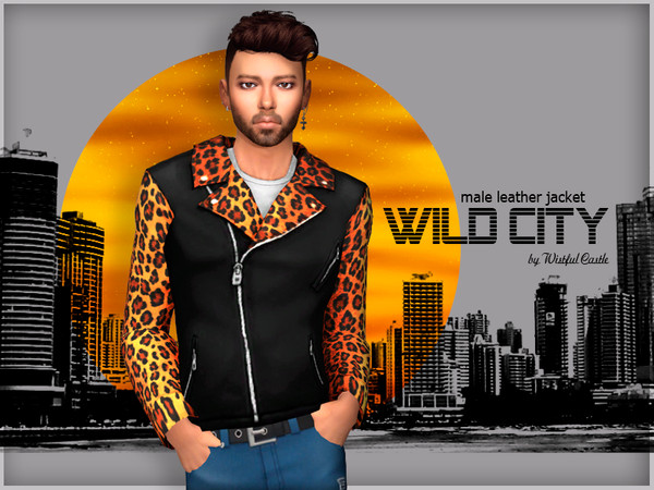Sims 4 — Wild City - male Jacket by WistfulCastle — Male leather jacket, original EA mesh, extracted from one the