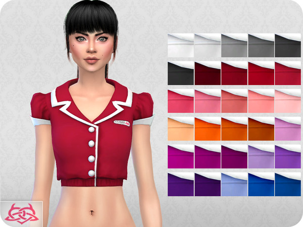 Sims 4 — Waitress shirt (original mesh) by Colores_Urbanos — 30 colors New mesh made by me - Your game needs to be
