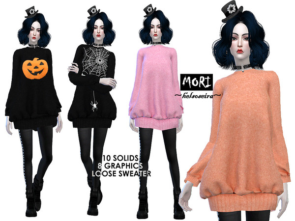 Sims 4 — MORI - Oversized Sweater by Helsoseira — Grab MORI oversized sweater for this Halloween! Comes in 18 swatches,