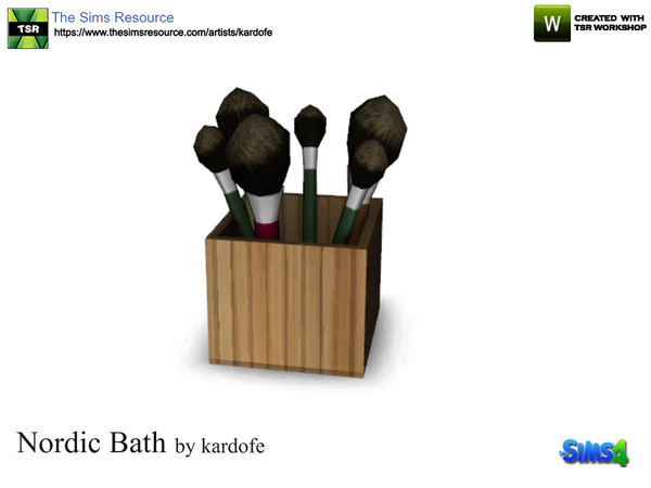 Sims 4 — kardofe_Nordic Bath_Makeup brushes by kardofe — Wooden box with lots of makeup brushes