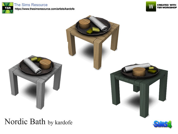 Sims 4 — kardofe_Nordic Bath_Stool by kardofe — Stool with tray with soaps and towel, in three color options