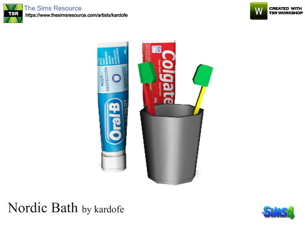 Sims 4 — kardofe_Nordic Bath_Toothpaste by kardofe — Toothpaste of two different marks and glass with two brushes