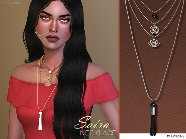 Sims 4 — Saira Necklace - Long by Pralinesims — Necklace in 10 colors.