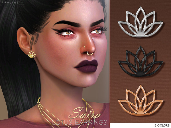 Sims 4 — Saira Earrings - Lotus by Pralinesims — Earrings in 5 colors.