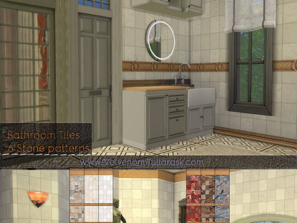 Sims 4 — Wentworth Golden Bathroom by Volvenom — 6 basegame walls in 3 sizes. I hope you like them.