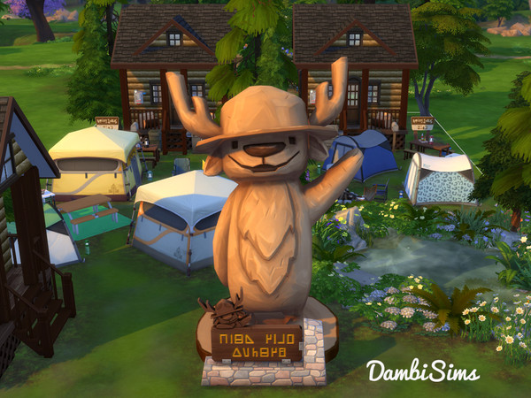 Sims 4 — Bungalow Camping by dambisims — This build is a full camping with 2 bungalows , 3 outdoor fireplace, and 5