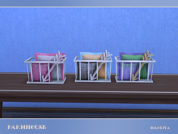 Sims 4 — Farmhouse Pillows and Arrow by soloriya — Two pillows with arrow in a cell. Part of Farmhouse set. 3 color